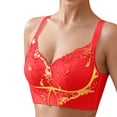 thumbnail image 4 of YWDJ Wireless Bras for Women Plus Size Full Coverage Push up Wirefree Comfort Straps Support Lace Bralette Breathable Soft Bra for All Shapes Sagging Breasts Red S, 4 of 6
