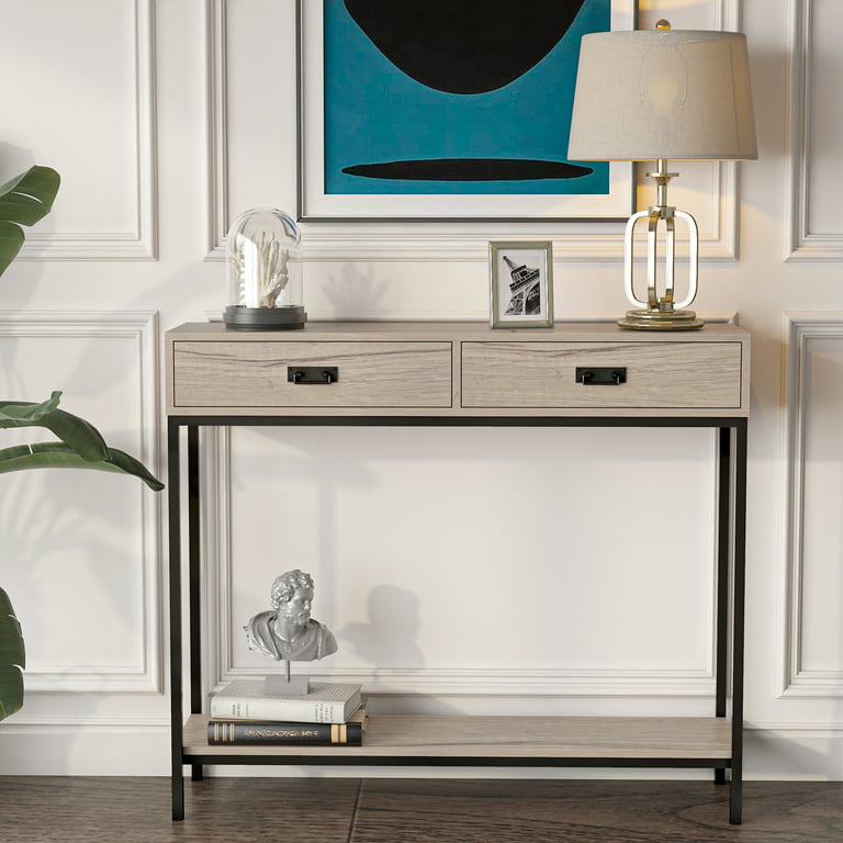 Roomfitters Modern Light Wood Console Table with Drawer, Entryway