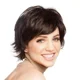 thumbnail image 2 of Pelucas cortas de cabello humano para mujeres Peluca de cabello humano natural para mujeres blancas Pelucas de cabello humano marrón oscuro con flequillo JAMW Sencillez, 2 of 5