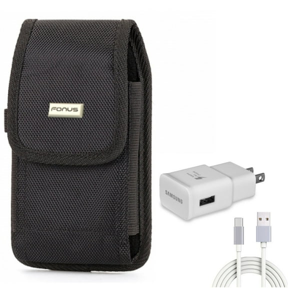 Fast Home Charger & Case Belt Clip for Samsung Galaxy S22 Ultra,S21,Ultra,Plus,S20 Plus,Fan Edition,FE 5G - Type-C 6ft USB Cable   Swivel Holster Rugged Combo