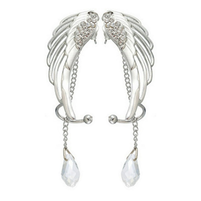 Happy date 1 Pair Elf Ear Cuffs, Silver Pearl Beads Earring