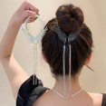 thumbnail image 2 of Horquilla con borlas y flores de perlas para el pelo, pinza para el pelo con forma de disco en la parte posterior, accesorio para el pelo de alta calidad para mujer, 2 of 6