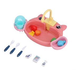 Kitchen Sink Toys, Convenient Storage Plastic Kitchen Sink Play Set 180 Rotatable Electrically Inductive  for Kids over 3 Years Old