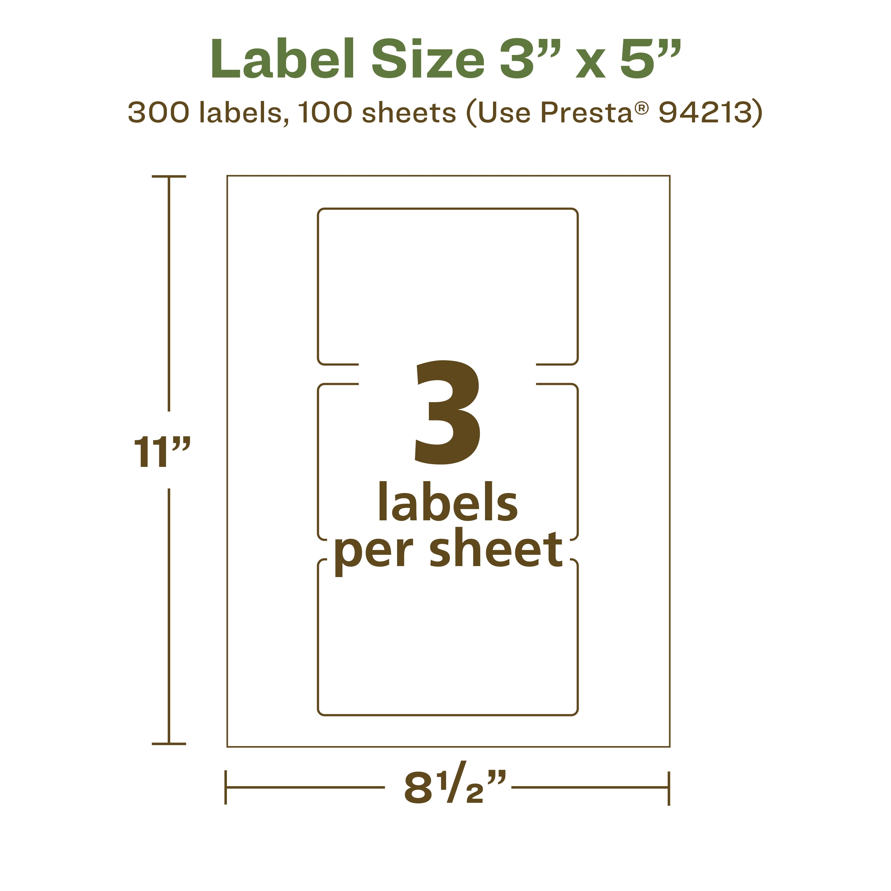 Avery EcoFriendly Rectangle Labels, 3" x 5", 300ct