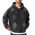 thumbnail image 2 of Turilly Hoodies Men Denim Hoodie Long Sleeve Casual Hooded Jacket With Front Pocket, 2 of 6