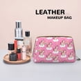 thumbnail image 4 of Pink Cartoon Cute Horse Rainbow Makeup Bag, Large Capacity Travel Cosmetic Bag for Women Girls- Travel Toiletry Bag Leather Portable Waterproof Makeup Case Organizer with Handle, 4 of 4