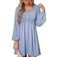 thumbnail image 1 of Robes Décontractées pour Femmes, Robe Mini à Manches Longues, Col Rond, Boutonnée, Taille TG, 1 of 9