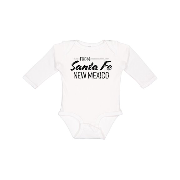 Inktastic From Santa Fe New Mexico in Black Distressed Text Boys or Girls Long Sleeve Baby Bodysuit