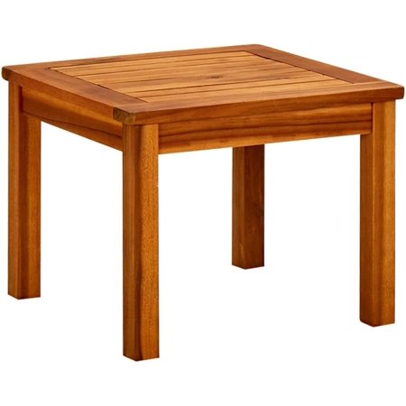WgoodW Solid Acacia Wood Coffee Table 17.7x17.7 in Natural Wood Finish Simple Style