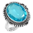 thumbnail image 1 of 925 Sterling Silver Ring For Women - Teens Blue Quartz Gemstone Silver Ring Size 13 December Birthstone Elegant Silver Ring Size 13 Mothers' Day Gift For Mother 925 Silver Gemstone Jewelry, 1 of 5