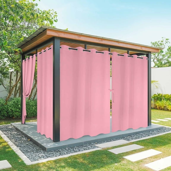 Dark Pink Outdoor Curtains for Patio Waterproof, Solid Color Grommet Curtains for Porch Outside Privacy Drape for Gazebo Garden Pergola, 1 Panel, 54x84in