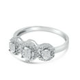 thumbnail image 3 of 10k White Gold Oval White Topaz And Diamond Three Stone Ring, 3 of 6