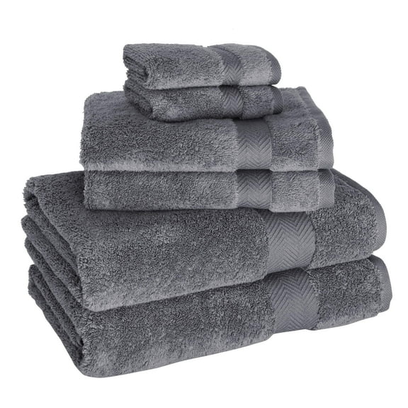 Classic Turkish Towels CTT - Luxury 6 Piece Towel Set, 100% Turkish Cotton, Quick Drying, Highly Absorbent & Comfy, Includes 2 Bath Towels, 2 Hand Towels & 2 Washcloths | (Grey)