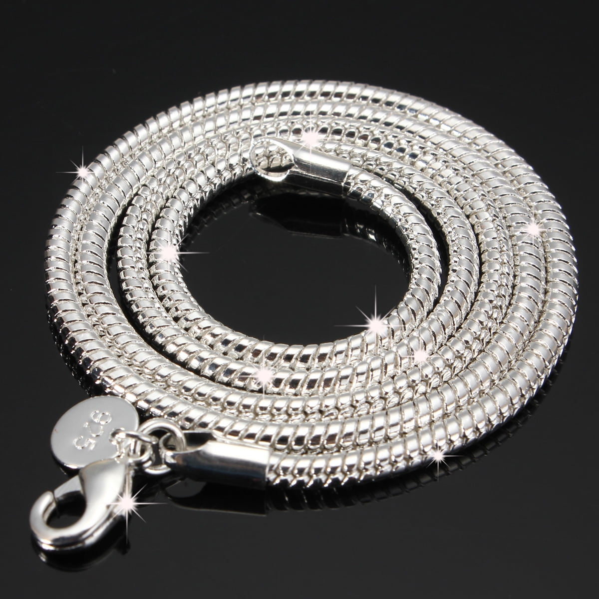 Women Simple Silver Snake Twist Chain Clasp Choker Necklace Link Jewelry 16-24''