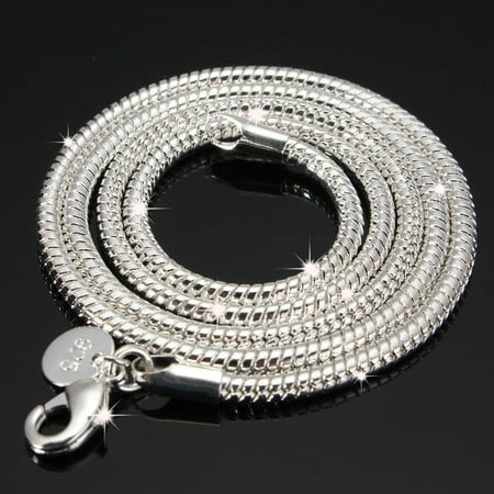 925 Sterling Silver plated Snake Chain Necklace 2/3MM Jewelry 16'', 18'', 20'',22'',24'' Stunning