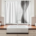 thumbnail image 2 of Ambesonne Grey Kitchen Curtains, Wavy Stripes and Flowers, 55"x45", Grey Pale Grey White, 2 of 3