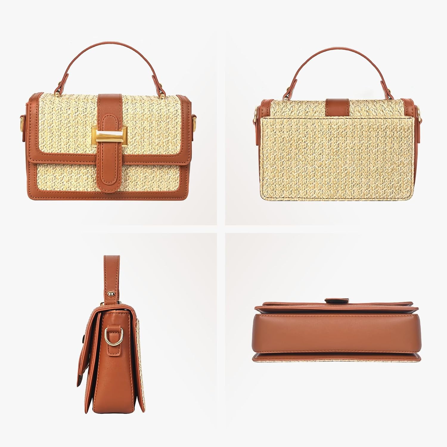 CAILDANL Straw Crossbody Bags for Women Summer Straw Clutch Bag Woven Beach Purse Vacation Handbags