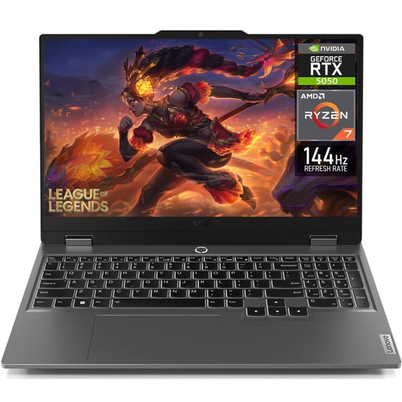 Laptop Gamer LENOVO LOQ GeForce RTX 5050 Ryzen 7 250 16GB DDR5 SSD 512GB 15.6" Teclado Ingles Multitarea y Gaming