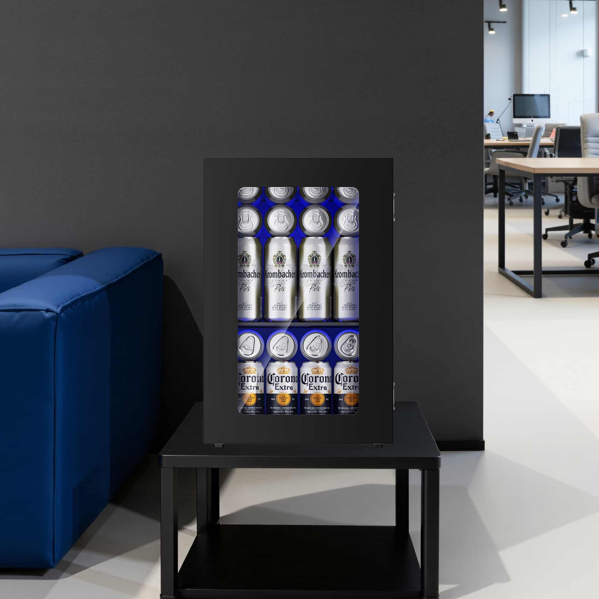 Simzlife 24 Cans Mini Beverage Refrigerator & Portable Wine Cooler Refrigerator with Glass Door, Mini Countertop Wine Fridge for Home/Office/Bar,Black