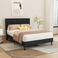 thumbnail image 2 of alazyhome Linen Upholstered Platform Bed Frame Full Size with Button Tufting Headboard , Easy Assembly, Black, 2 of 6