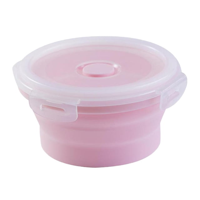 Recipientes redondos para el almuerzo, de silicona apta para alimentos, plegables, con cierre hermético. XL 1200ML rosa