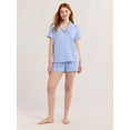 thumbnail image 2 of Joyspun Women's Dreamy Soft Collection Notch Collar Top and Shorts Pajama Set, 2-Piece, Sizes XS-3X, 2 of 6
