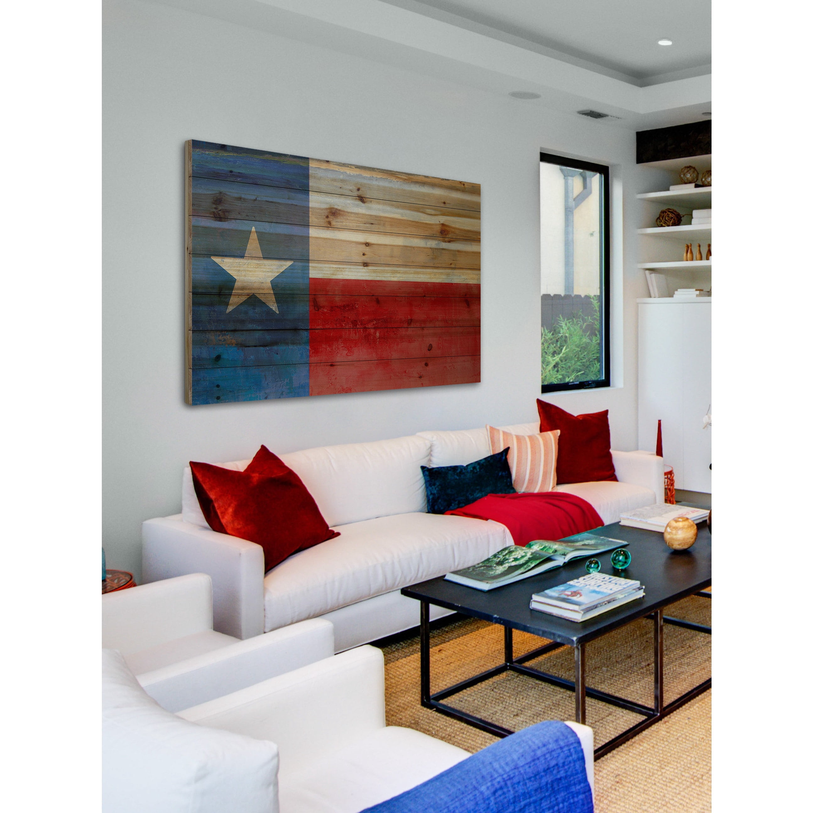 "Texas Red and Blue" Painting Print on Natural Pine Wood