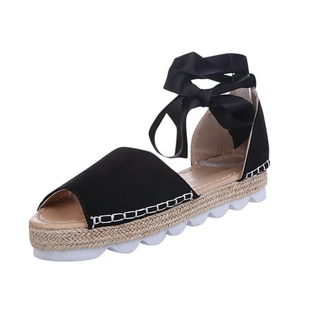 

Rdeuod Women Sandals Women S Solid Bandage Casual Vacation Open Toe Beach Shoes For