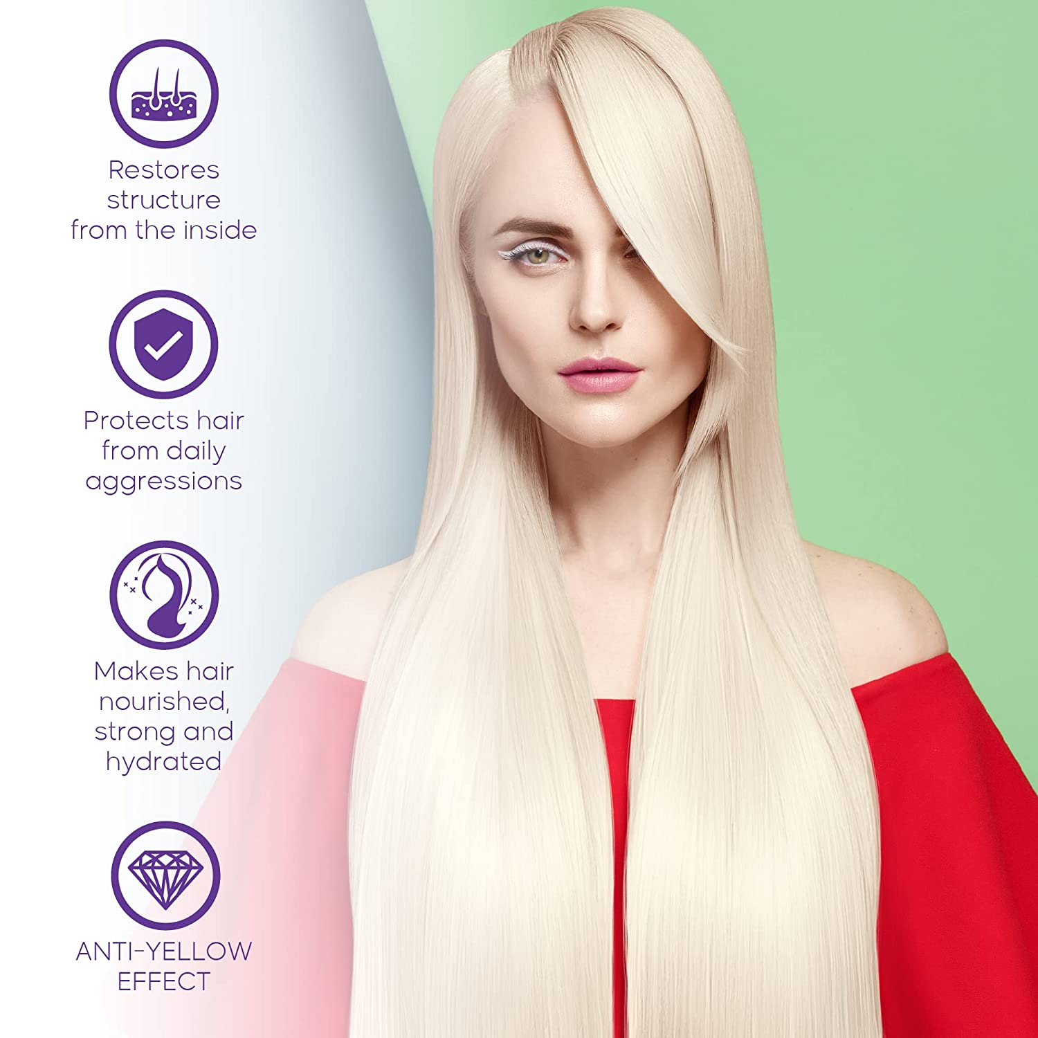 Brazilian Hair Bottox ﻿Purple Hаir﻿ Маsk fоr Вlоndе Hаir 2.82 oz/80g - Professional Treatment for Hair Repair, Nourishment & Beauty - Marine Collagen and Almond Oil - Formaldehyde-Free