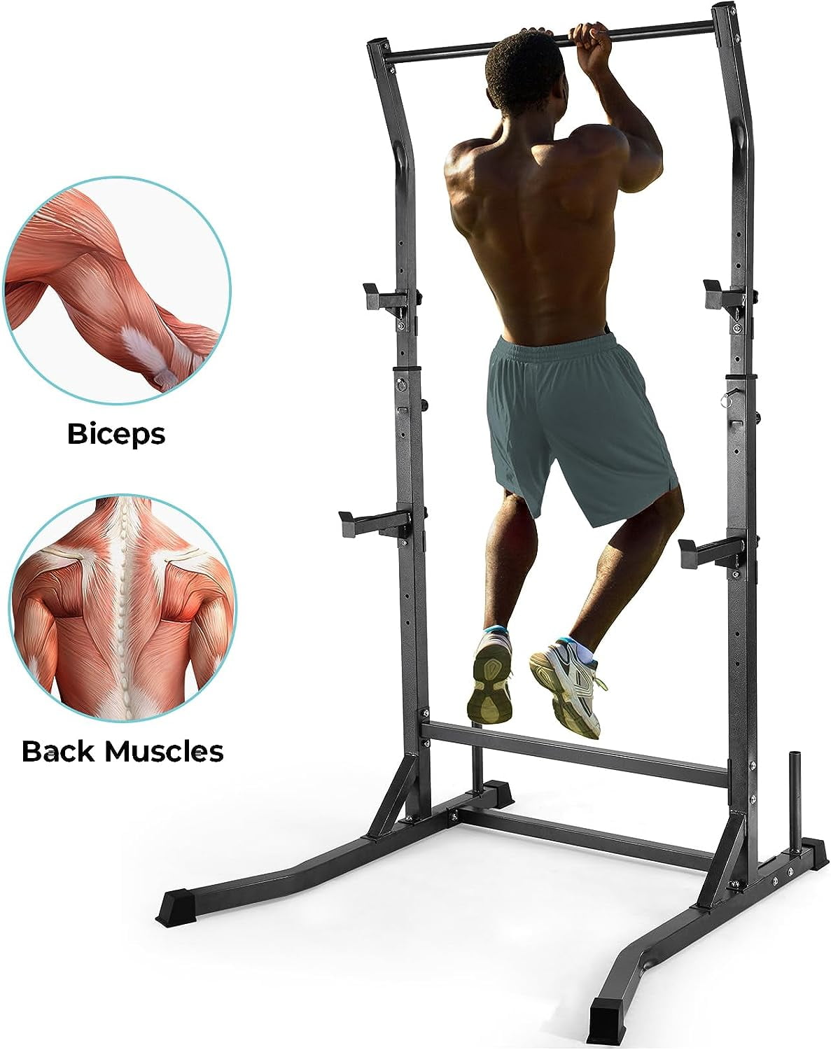Arlopu MultiFunction Power Cage Squat Rack, Adjustable Bench Press