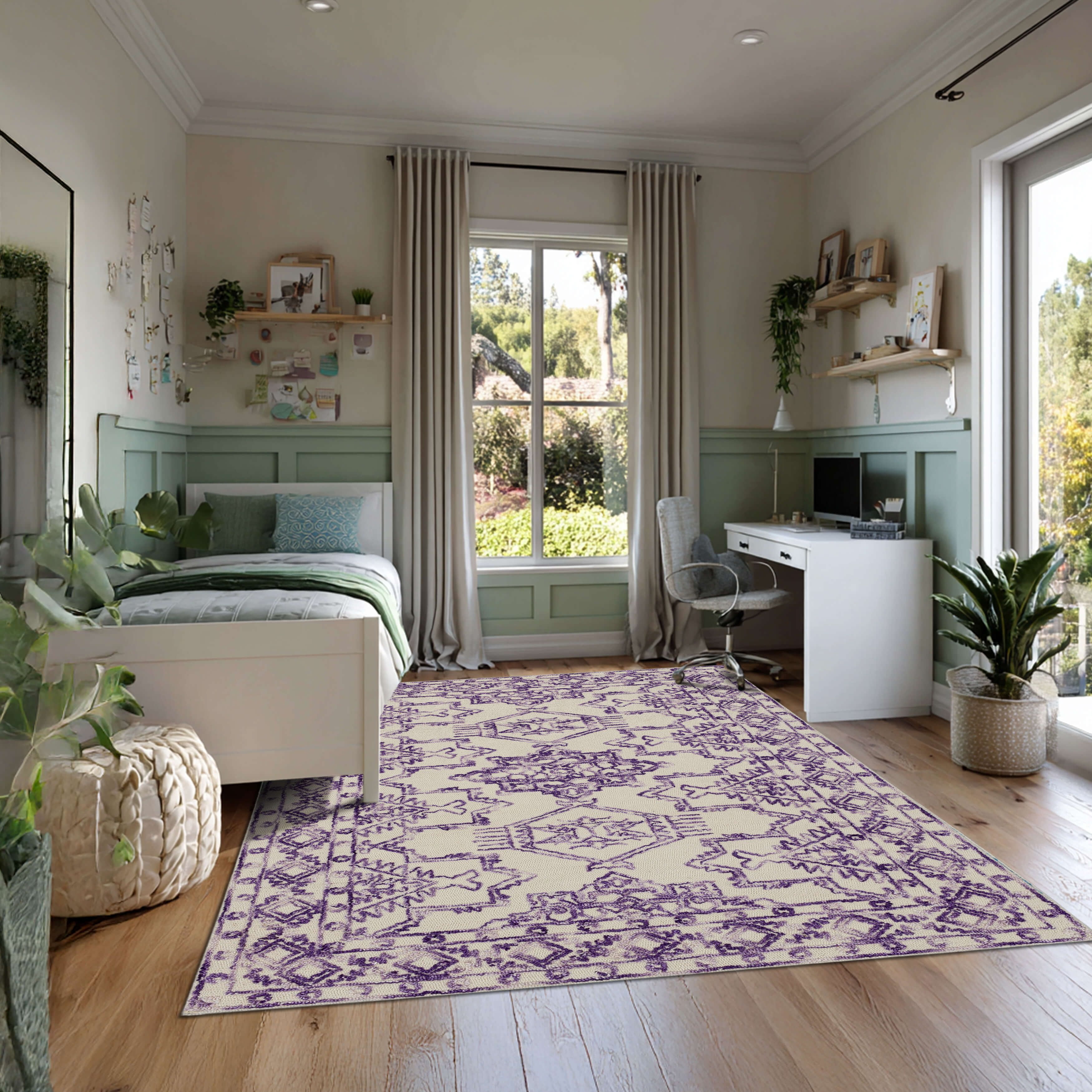 Mohawk Home Kids Collection Geometric Nomad Low Pile Stain/Fade Resistant Non-Skid Area Rug, Purple, 8' x 10