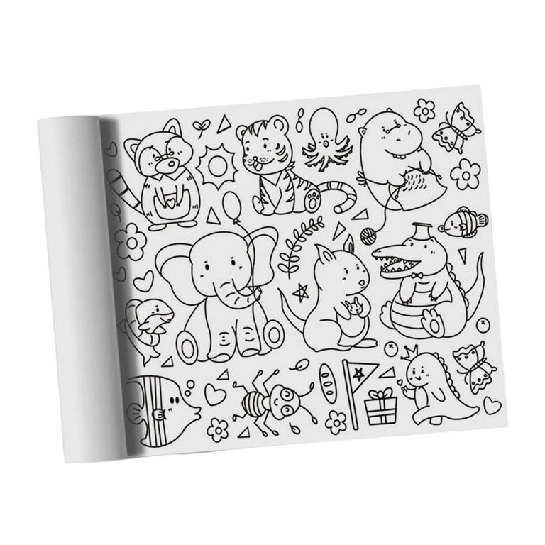 Coloring Paper Roll Sticky Drawing Paper Roll Wall Coloring Sheets Coloring Tablecloth Children Graffiti Roll Paper for Birthday Home Animal, Size