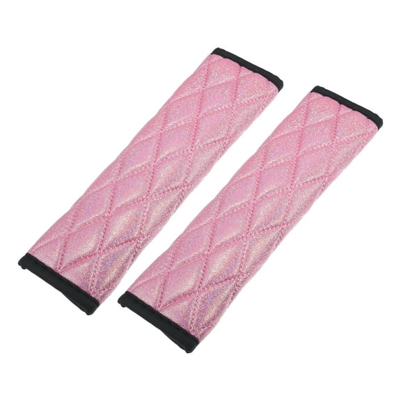 Unique Bargains 1 Pair Universal Car Seat Belt Cover Seat Belt Cushion Bling Shoulder Strap 9.06"x2.48" Polyester Pink