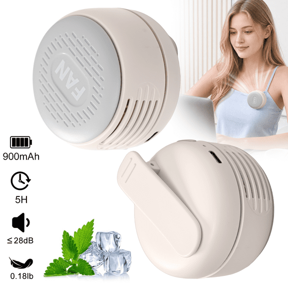 Clip on Fan Portable,Clip Waist Fan,Silent Mini Bladeless Fan Clip on for Shirt & Waist,Adjustable 3-Speed Suspended Personal Fans,for Office,Gym,Travel,Camping,Gift (White)