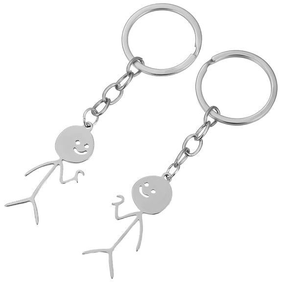DRAFIDEEP Matching Heart Keychains for Couples Funny Doodle Keychains Stainless Steel Creative Design for Hanging Keys 2pcs