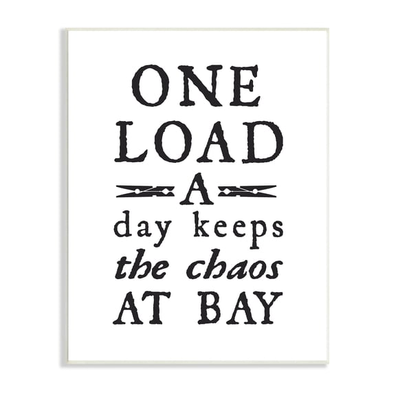 Stupell Industries Laundry Clothespin Distressed Text Phrase Sign Graphic Art Unframed Art Print Wall Art, Design by Lettered and Lined