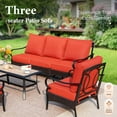 thumbnail image 5 of SUMMIT LIVING 4-Piece Outdoor Patio Conversation Set with Wood-look Coffee Table, Outdoor Patio Furniture Set for 5 People, Red, 5 of 12