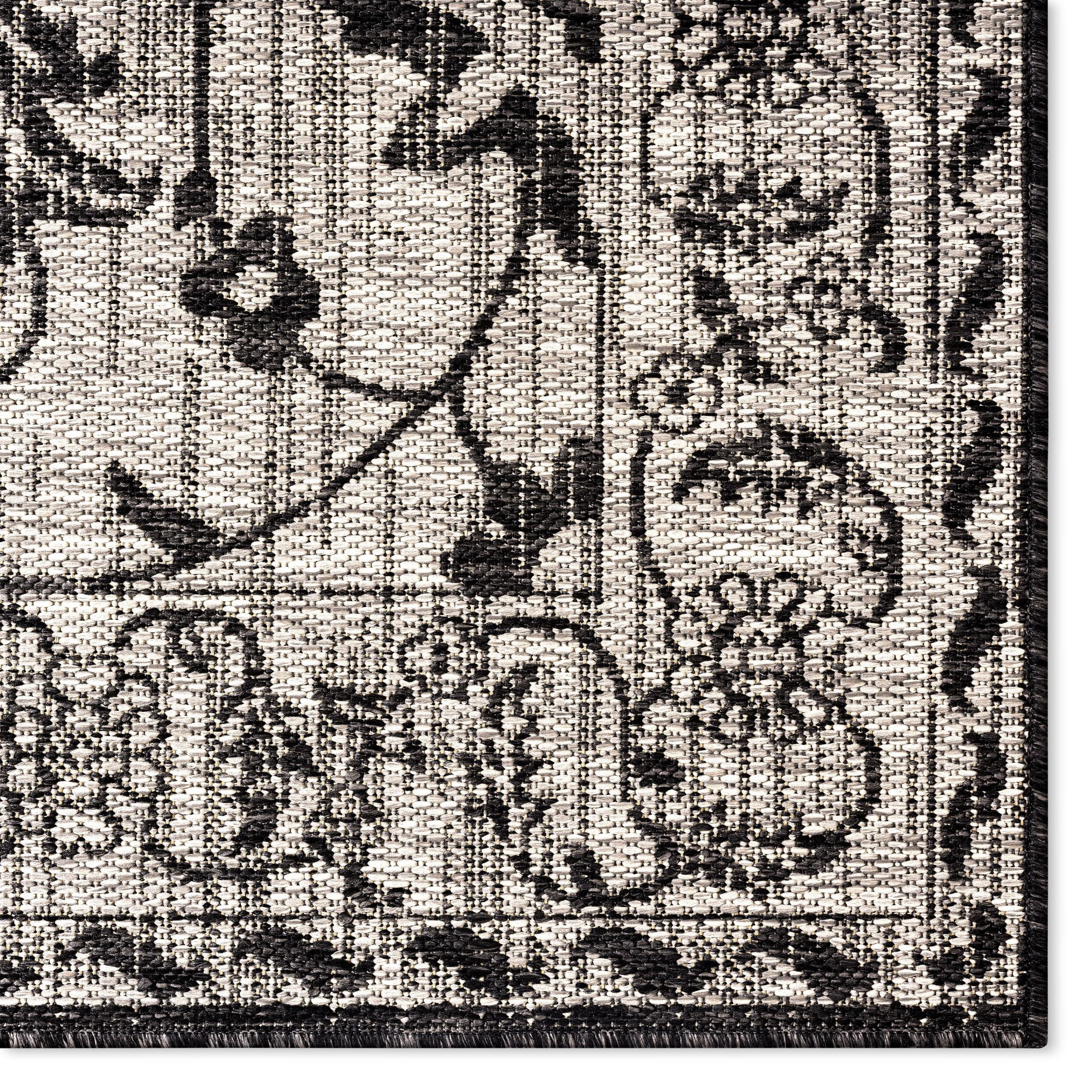 Nicole Miller New York Patio Country Ayala Botanical Floral Indoor/Outdoor Area Rug, Grey/Black, 7'9"x10'2"