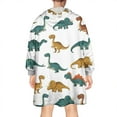 thumbnail image 2 of Wearable Oversized Blanket,Dinosaur Pattern Wearable Blanket Hoodie for Adults,Cozy Hooded Blankets with Super Pockets,Super Warm Fuzzy Pullover for Women & Men, 2 of 6