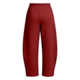 thumbnail image 6 of Barrel Sweatpants for Women, High Rise Comfort Waist Wide Leg Ankle Length Pants with Pockets, Womens Fall Outfits | VerBelle,Wine L, 6 of 9
