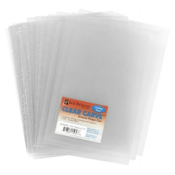 Jack Richeson 1591300 36 Clear Carve Etch Plates, 5 x 7 in. - Pack of 36