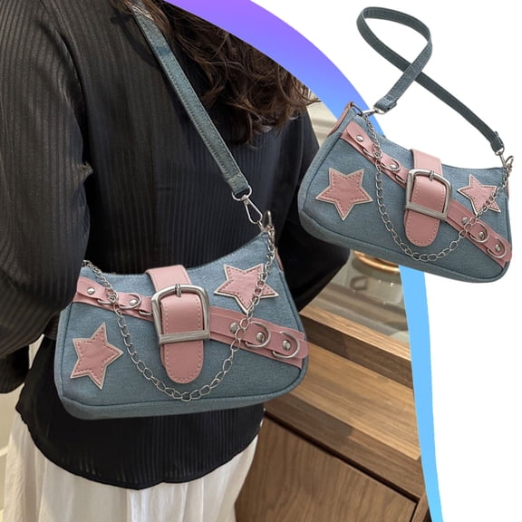 Denim Shoulder Bag for Women, Chain Strap Tote, Adjustable Crossbody Bag, Casual Tote Purse for Essentials, Fashion Handbag for Daily Use