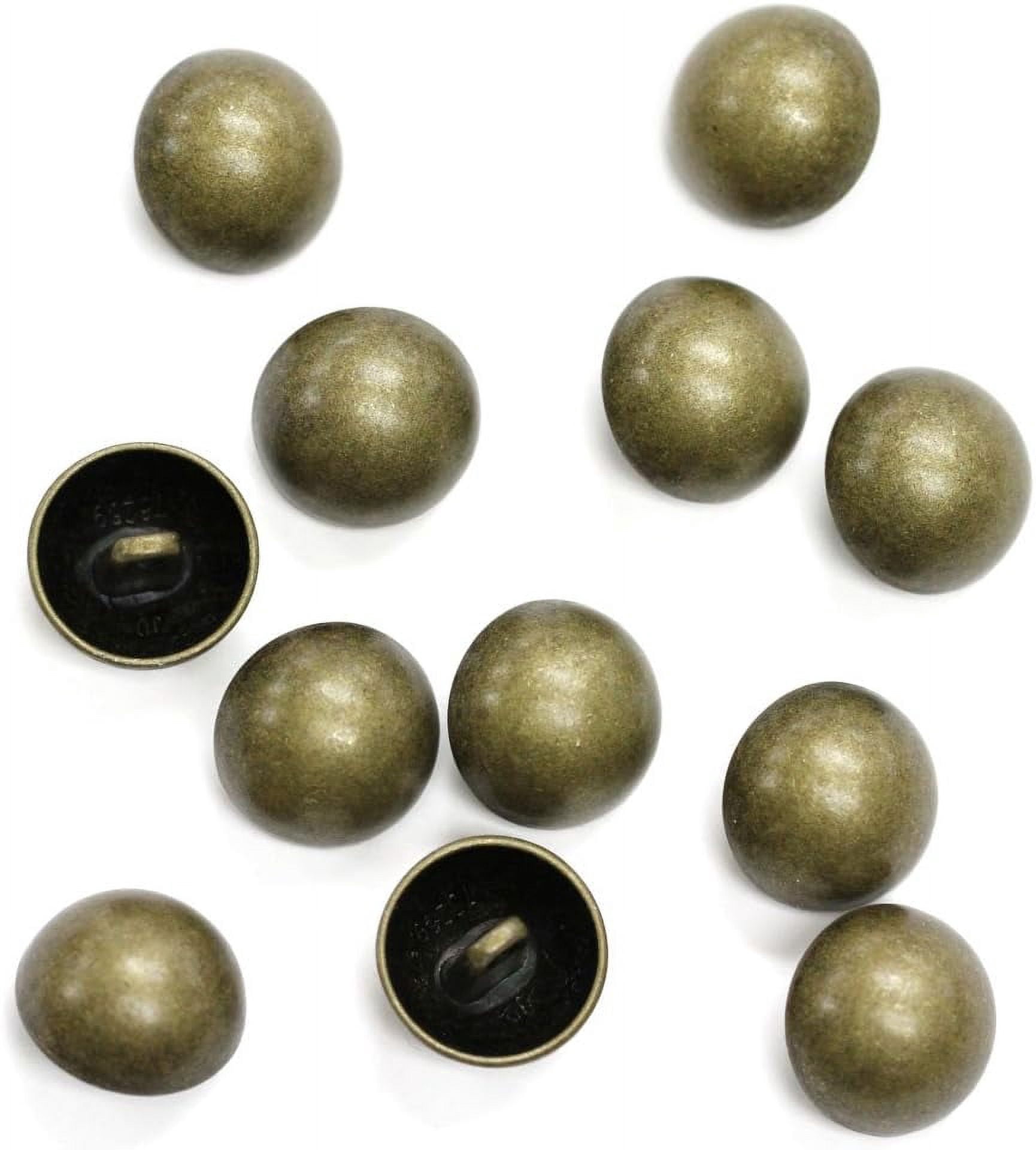 Set of 12 Classic Antique Brass Dome Buttons
