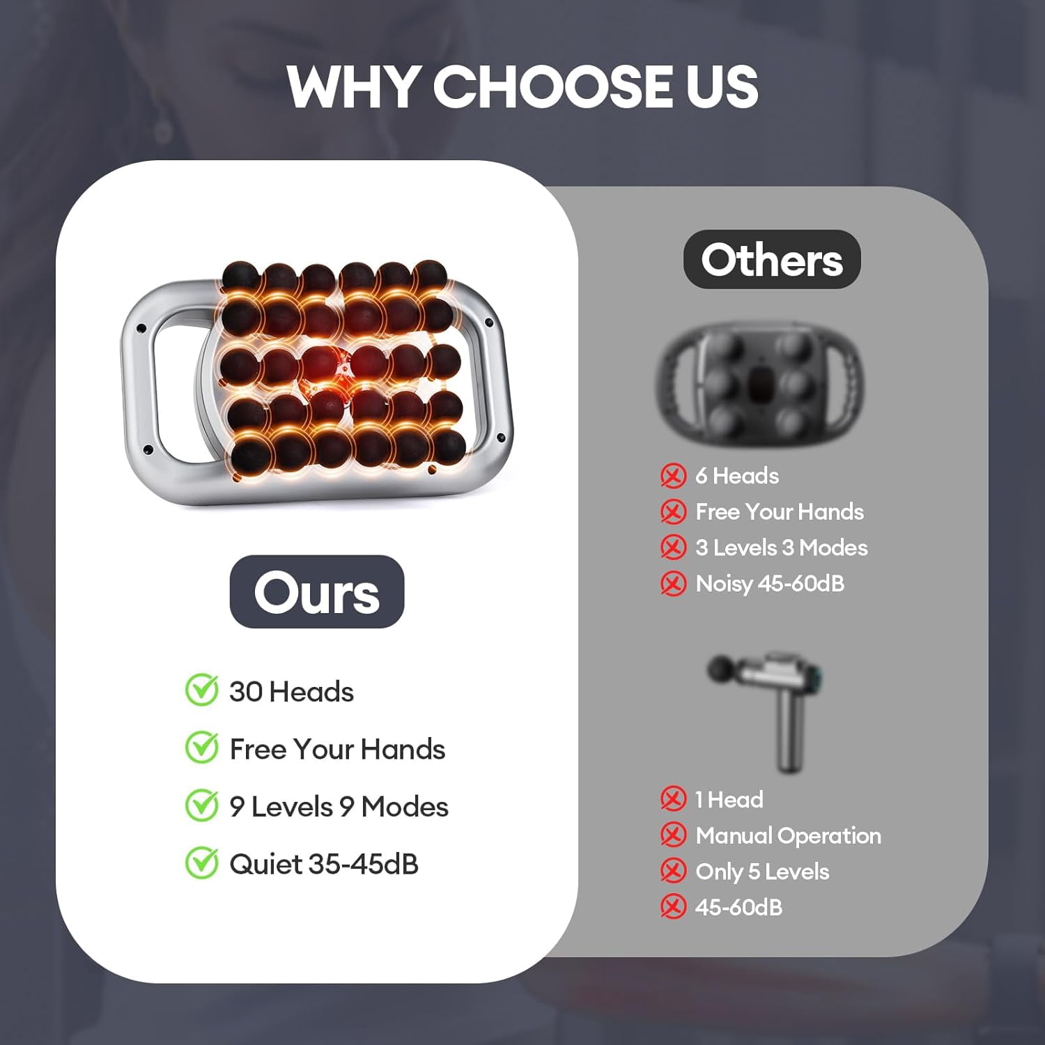 30-Head Deep Tissue Massage Gun with 9 Modes & Levels for Full Body Relief