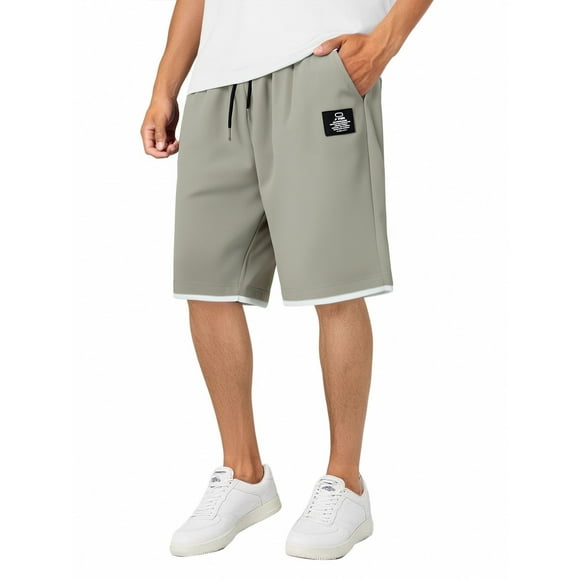 Ediodpoh Men's Breathable Loose Straight Leg Casual Quarter Pants Men Shorts Khaki XL