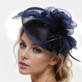 thumbnail image 3 of SWSMCLT Women's Fascinator Tea Party Hat Mesh Fancy Wedding Elegant Hat Kentucky Derby Hat Party Fashion Navy One Size, 3 of 4