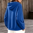 thumbnail image 5 of Women Button Hooded Sweatshirt Jacket Soft Lightweight Hoodies Cardigan with Drawstring Hem Side Pockets Loose Fitting Casual Daily Outwear Blue Womens Oversized Hoodie L, 5 of 8