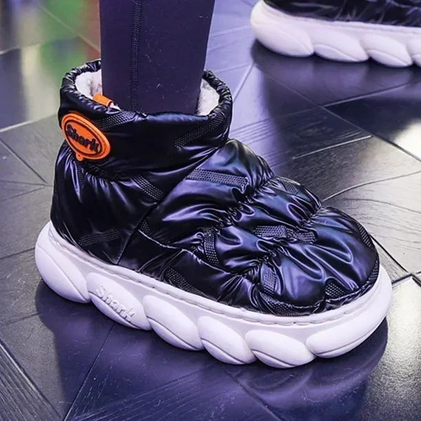Zapatos cálidos de invierno para mujer 2024, pantuflas de algodón para interiores con forro de felpa, botas de nieve altas con plataforma para parejas, pantuflas de casa para hombre y mujer