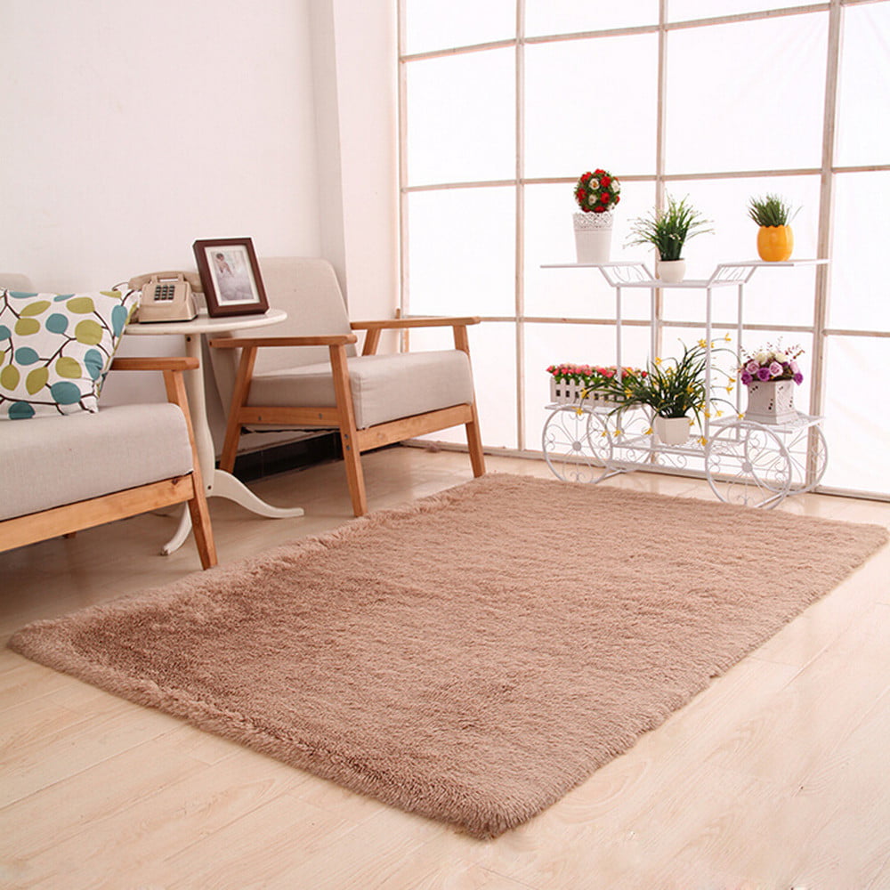 Bedroom Floor Carpet Anti-Skid Shaggy Area Rug Dining Room Mat Fluffy Long Rugs 