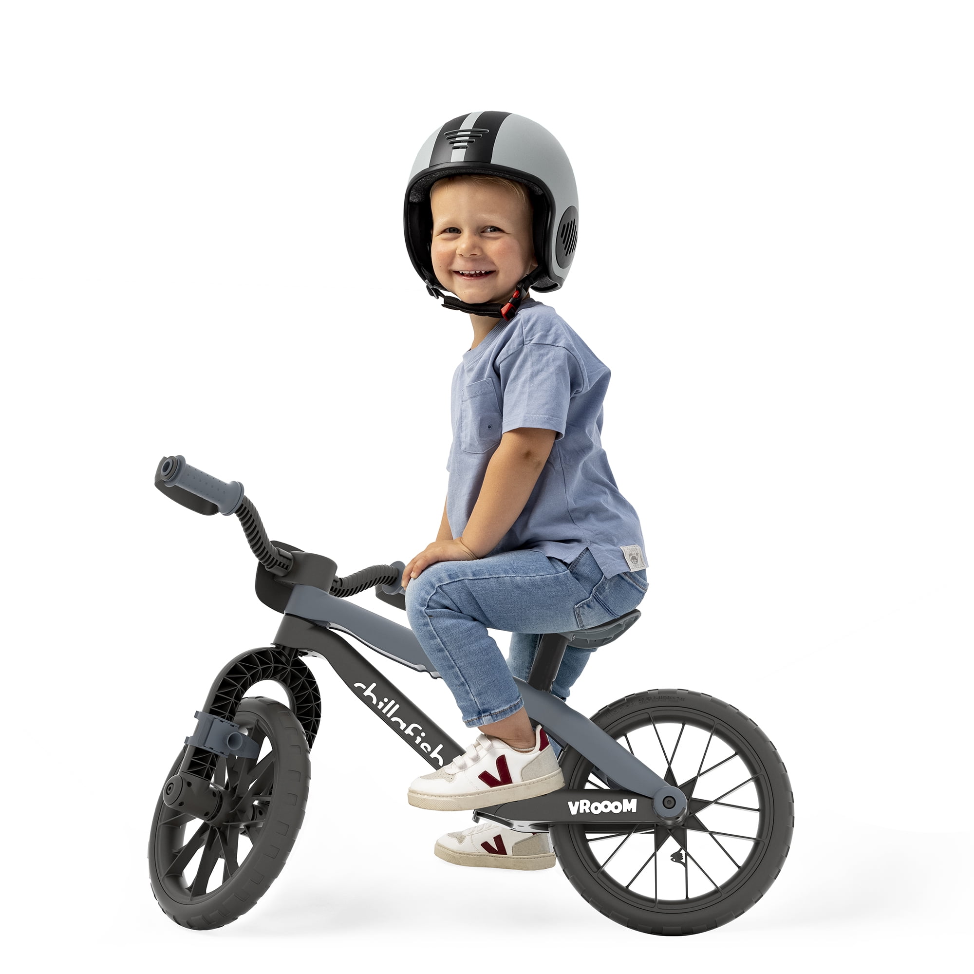 Chillafish BMXie Vrooom Multi-play Balance Trainer with Real Vroom Vrooom Sounds, Including Hand Protectors, a Detachable Numberplate, EVA Tires and Adjustable Seat, for Age 2-5 Years, Antracite